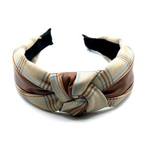 Knot Headband in Brown Knotted Top-knot With PU Leather Headband